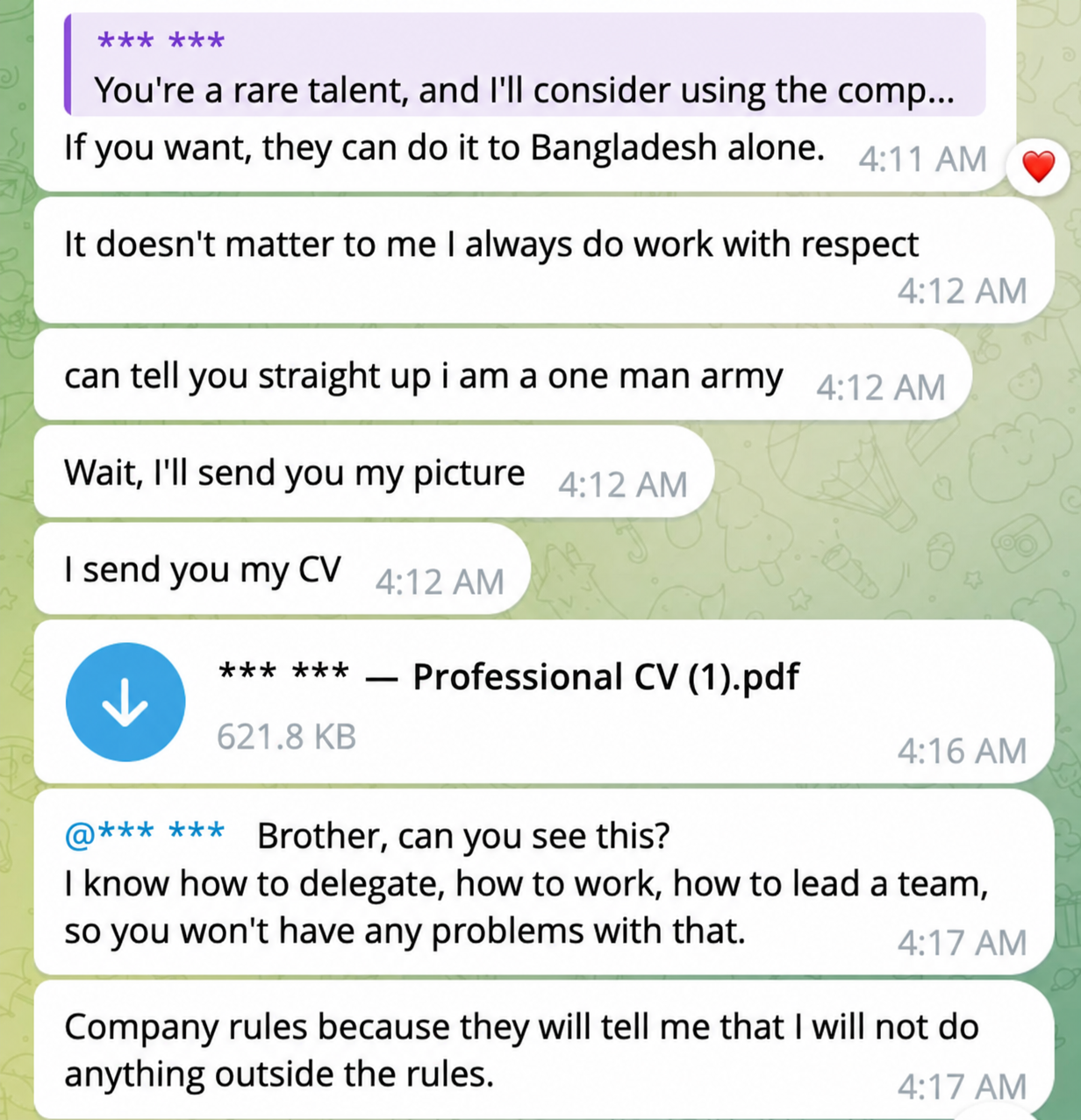 Anonymized partner conversation
